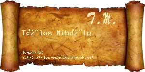 Tálos Mihály névjegykártya